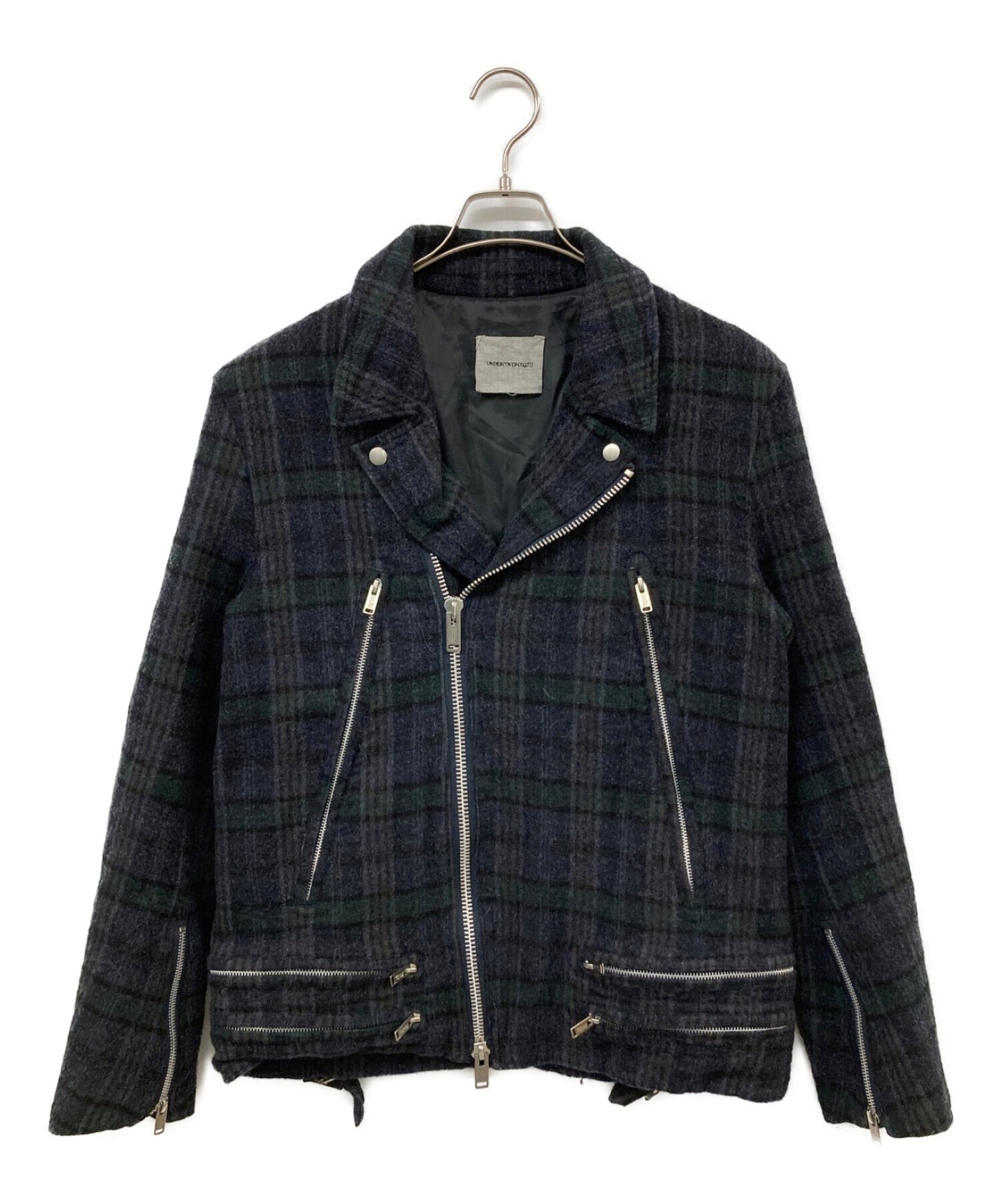 [Pre-owned] UNDERCOVER Woolen Shrunken Check Riders Jacket L4202-2