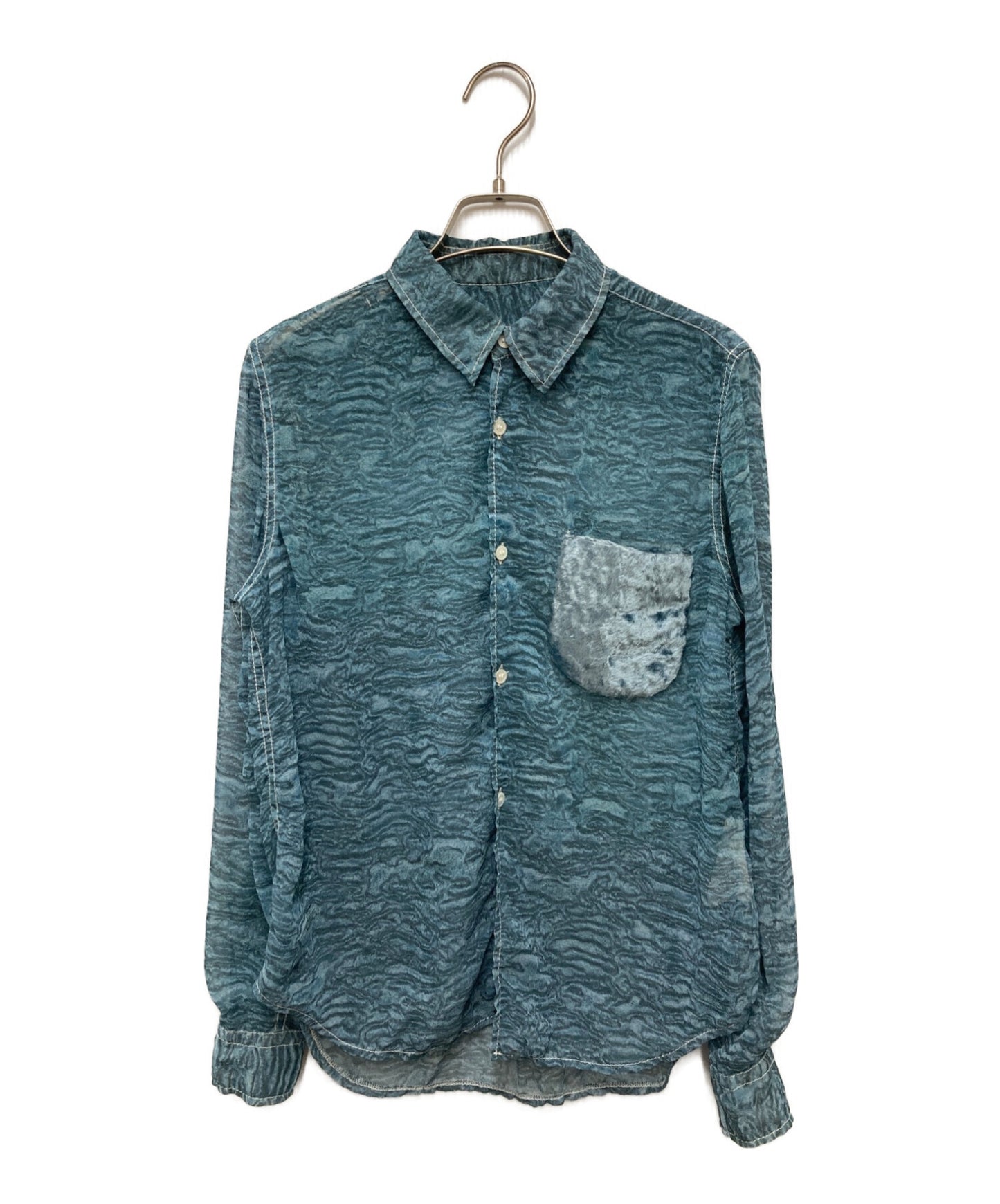 [Pre-owned] COMME des GARCONS Sheer all-over pattern shirt with pocket switching Faux fur pocket shirt GQ-B003