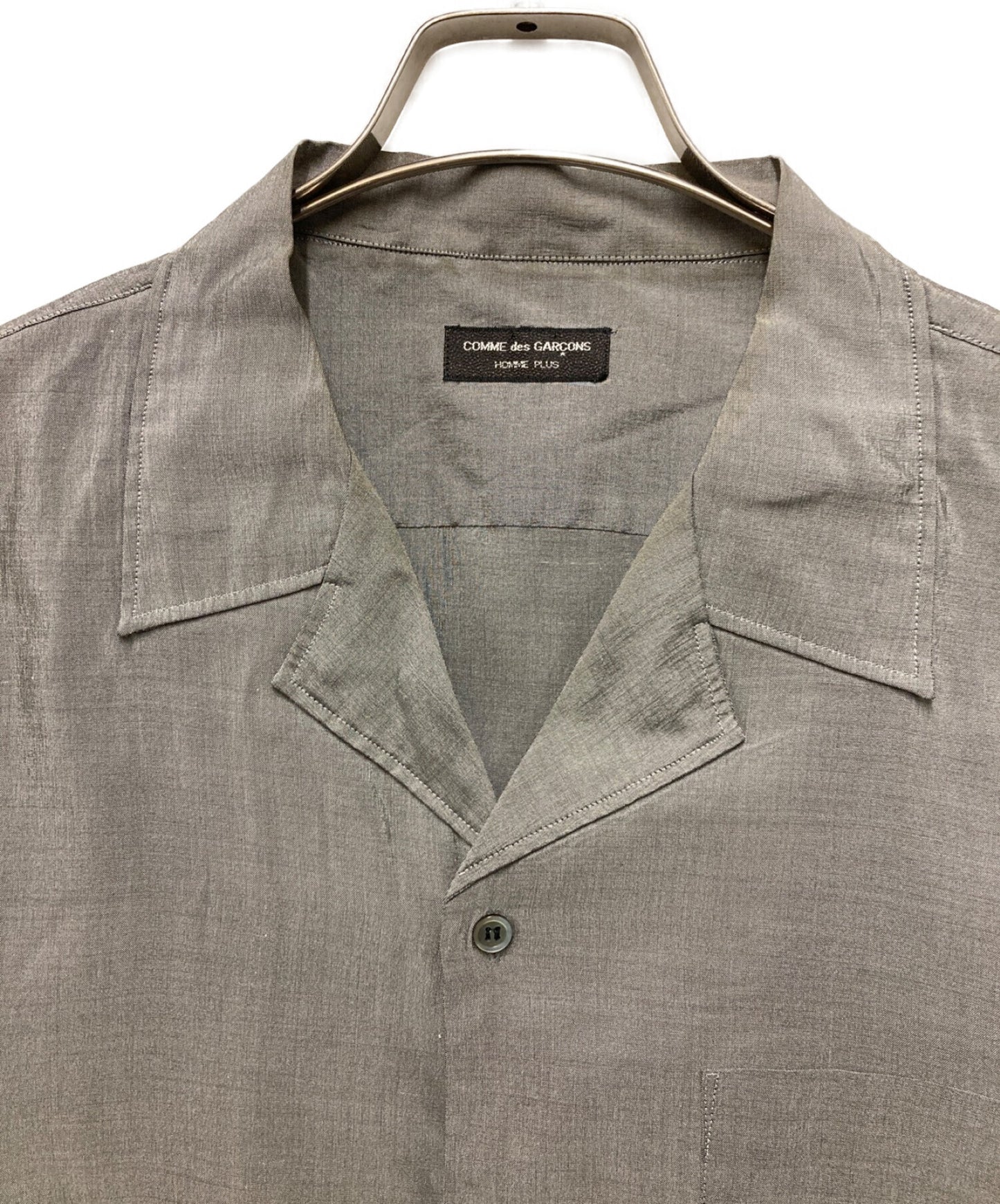 Comme des Garcons Homme Plus真絲Poly Open Collar襯衫AD1997檔案項圈縫製設計PB-100130
