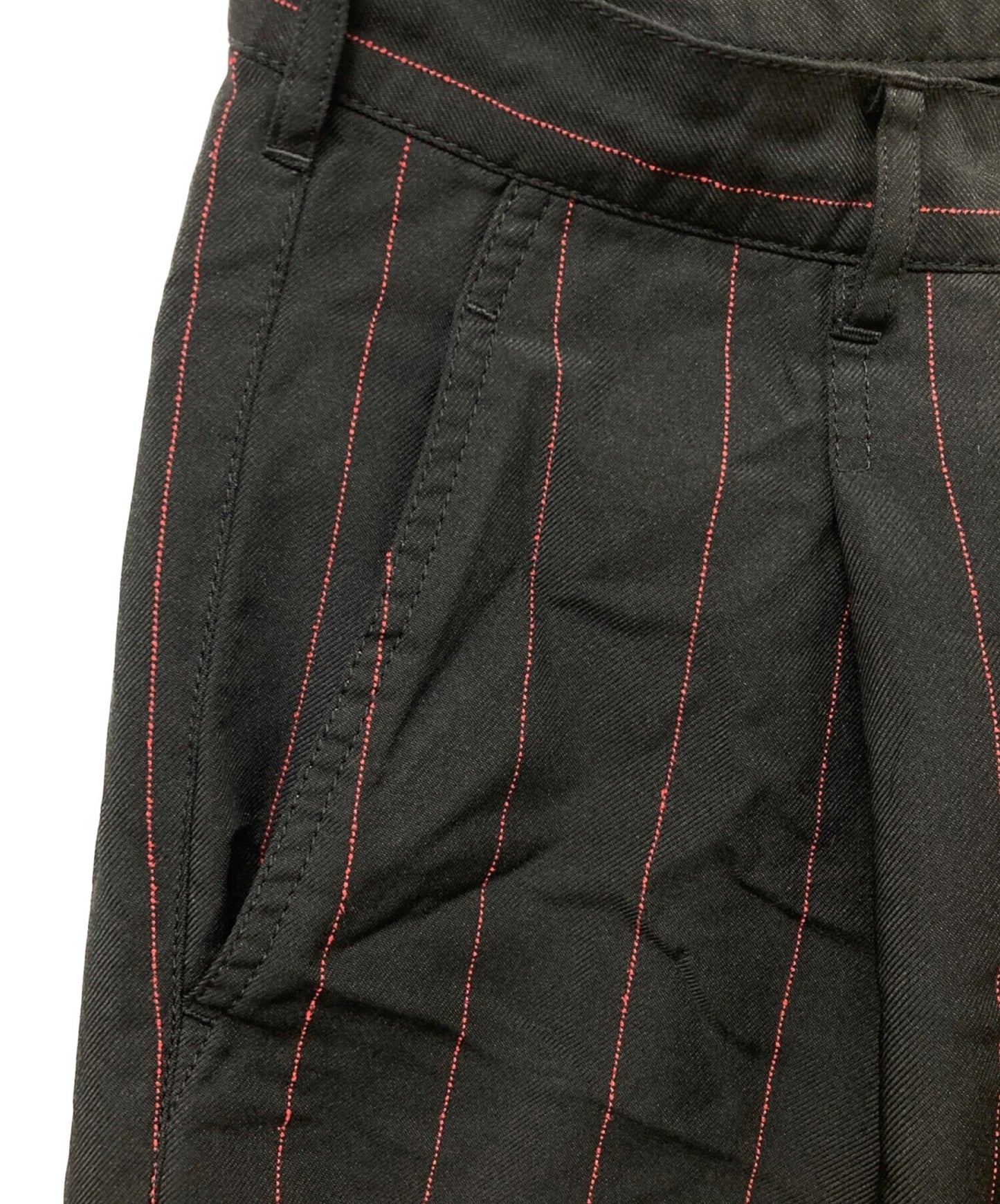 Comme des Garcons Homme Deux 22SS Poly Shrink-Wrap Striped Tuck Tapered Pants DI-P030