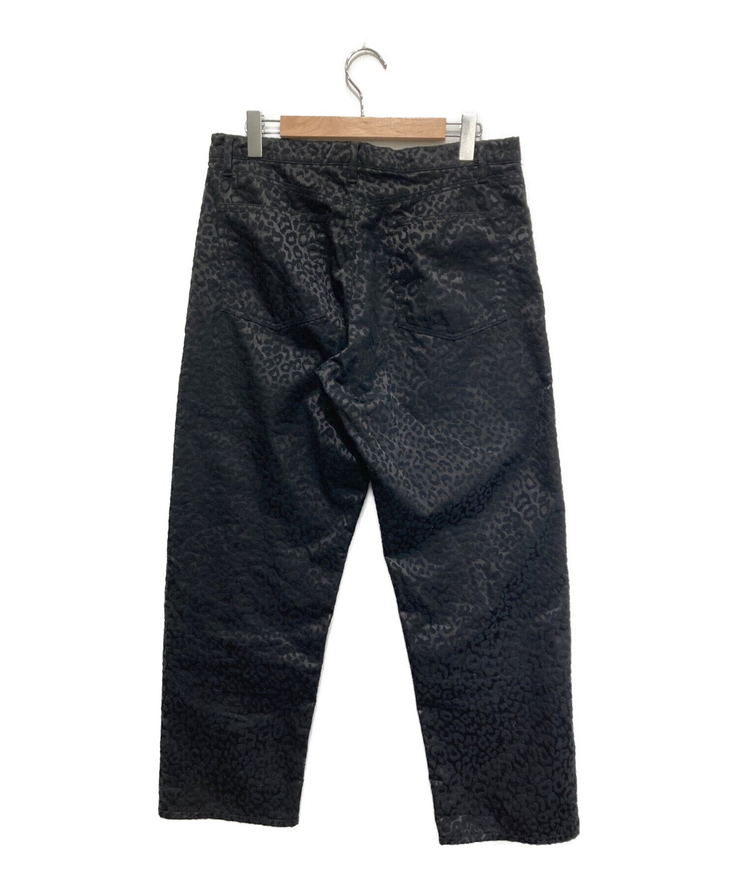 黑色COMME DES GARCONS豹裤/休闲/斜纹裤/裤子，带有整个图案1N-P010