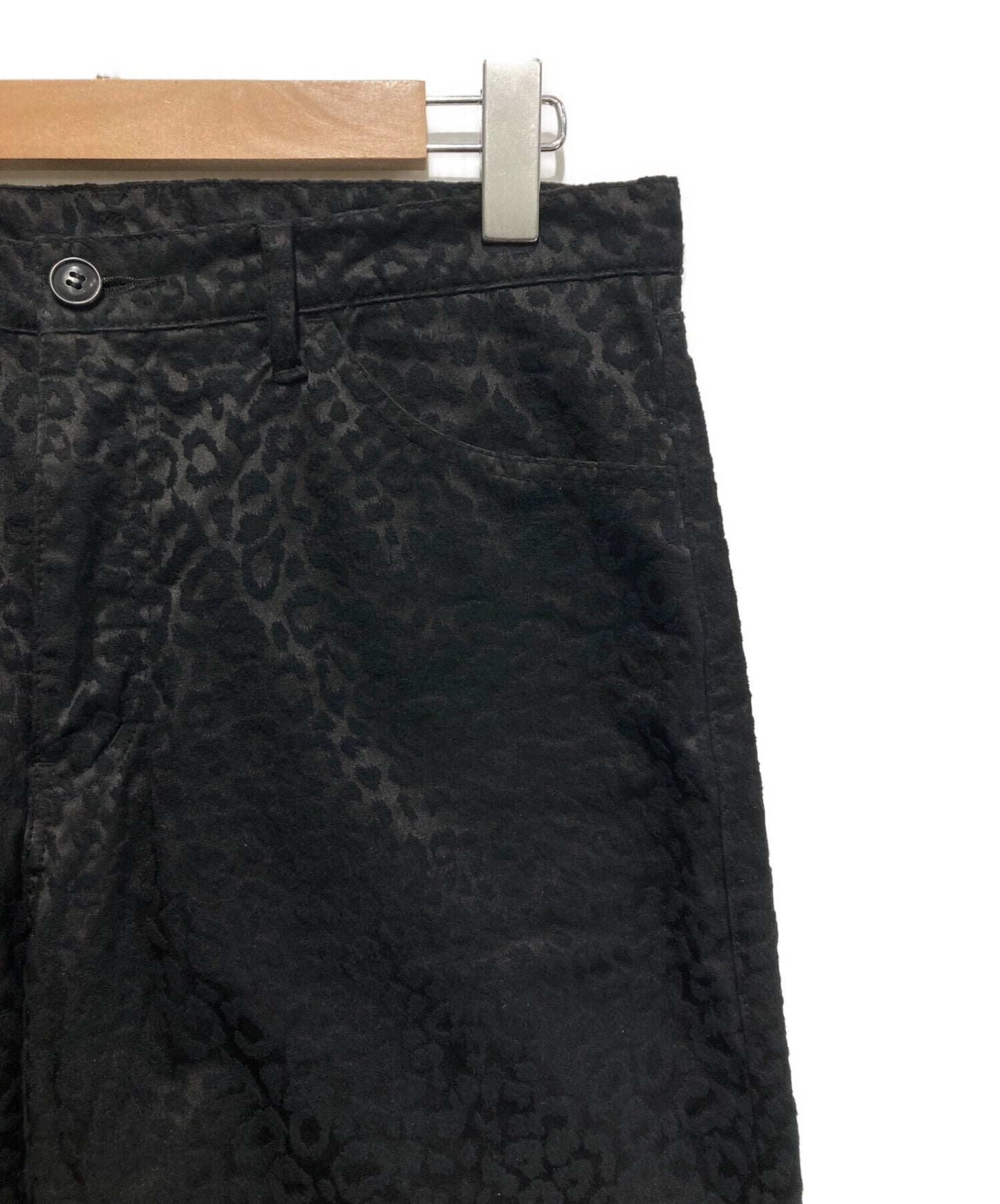 黑色COMME DES GARCONS豹褲/休閒/斜紋褲/褲子，帶有整個圖案1N-P010