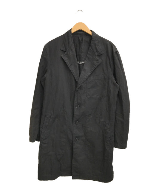 yohji yamamoto pour homme linen-blend soutain collar coat hg-jo2-001