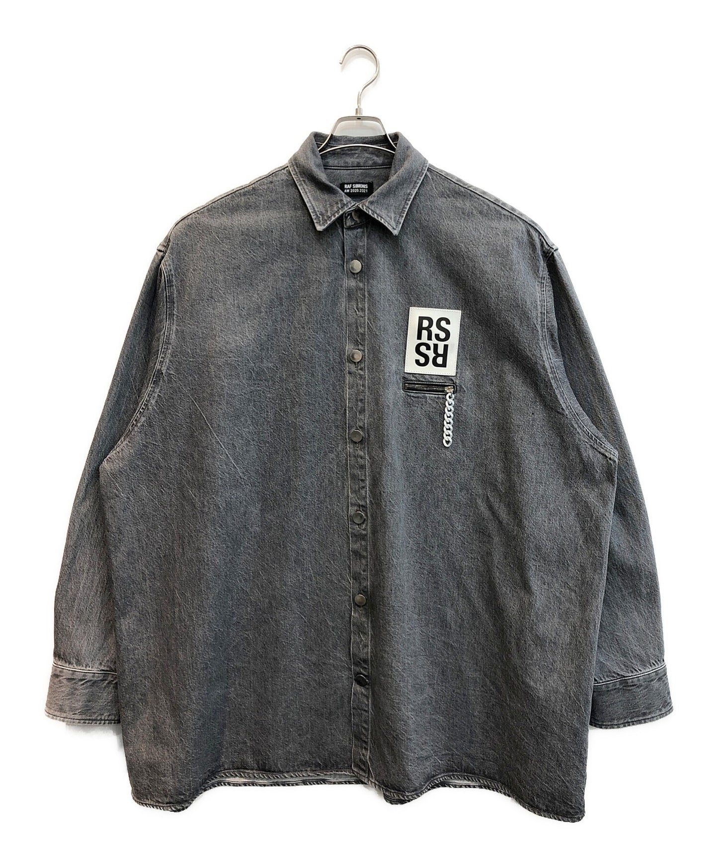 [Pre-owned] RAF SIMONS 20AW BIG FIT DENIM SHIRT BLACK With ZIPPED POCKET