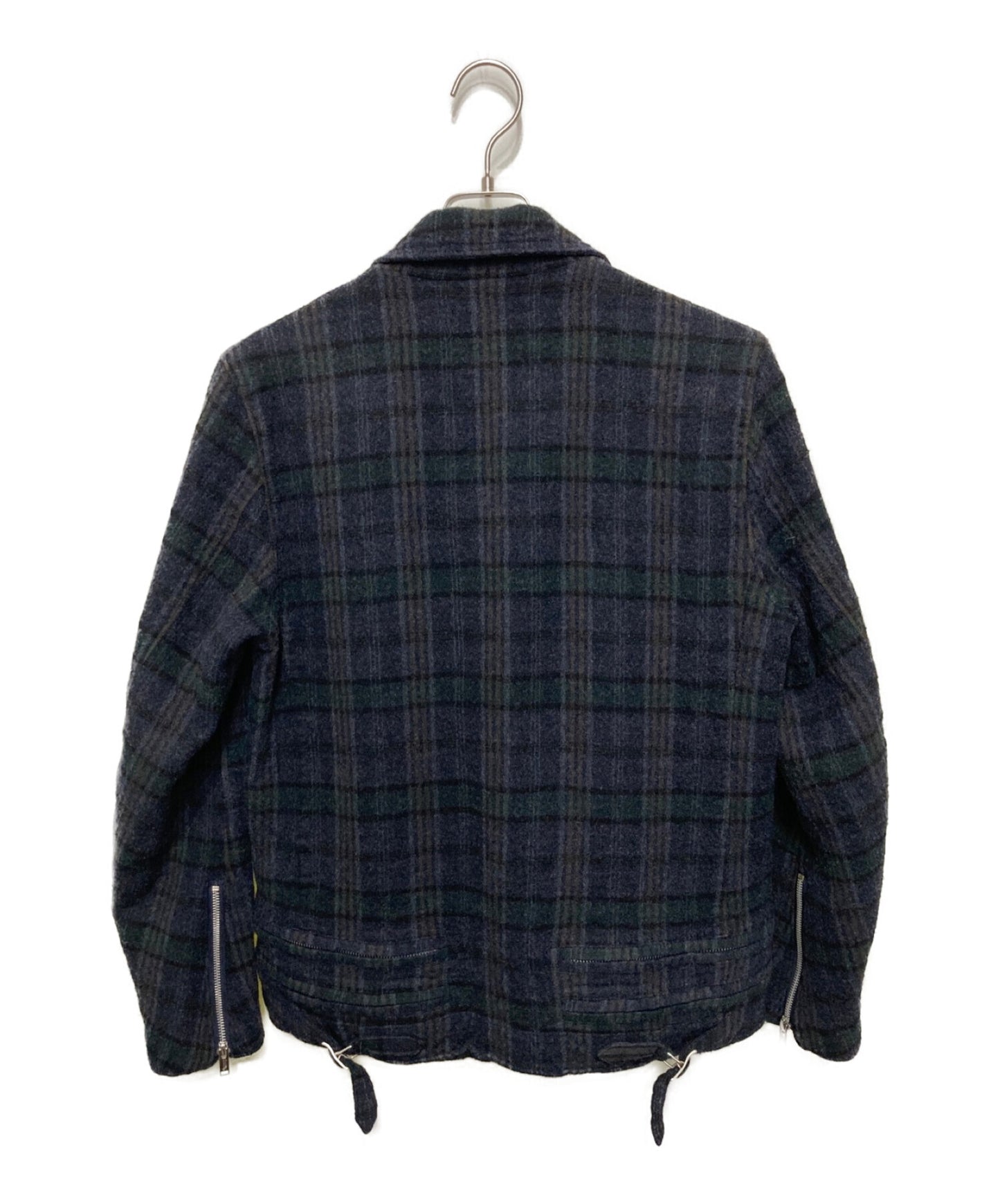 [Pre-owned] UNDERCOVER Shrunken Wool Check Riders Jacket L4202-2