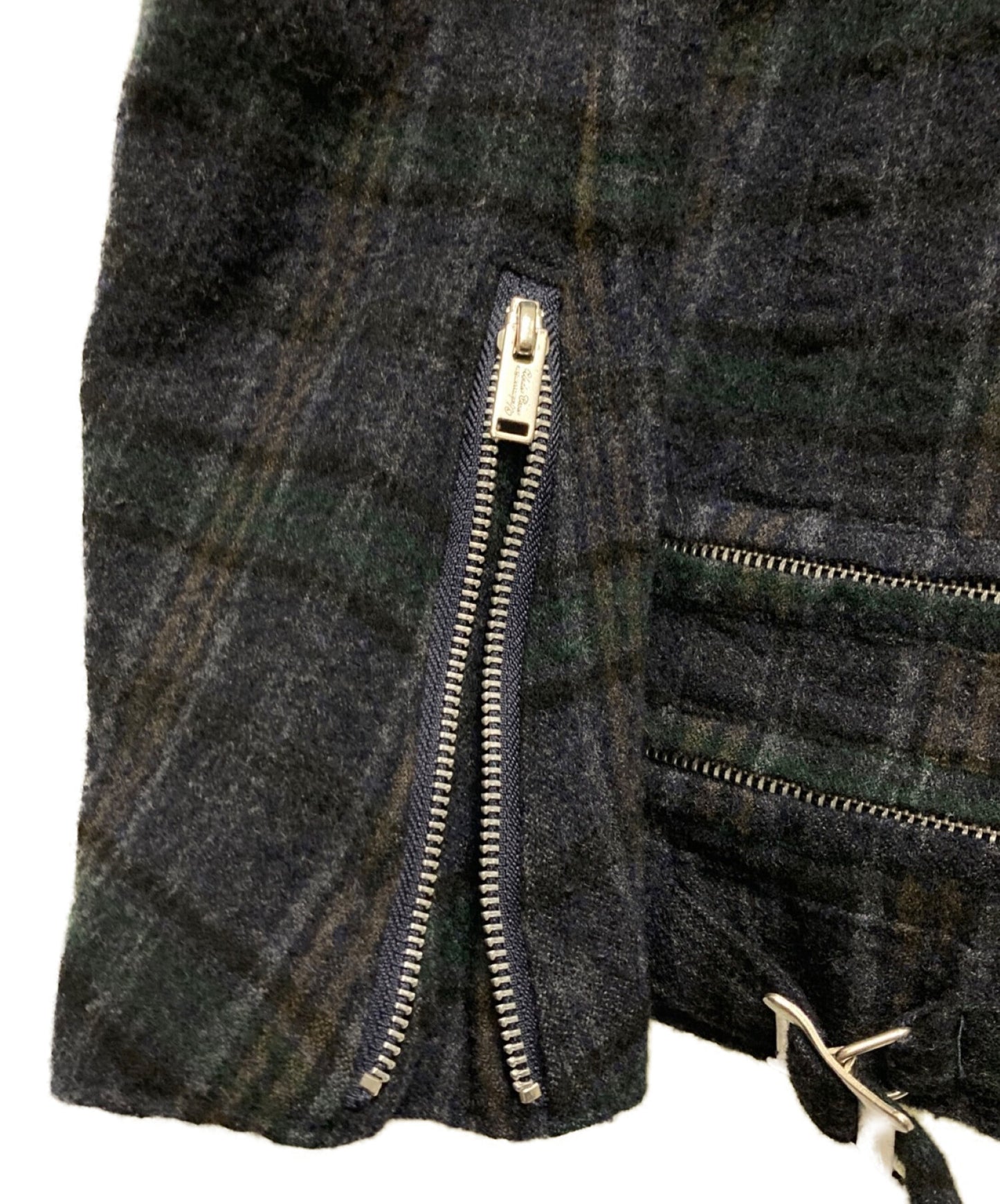 [Pre-owned] UNDERCOVER Shrunken Wool Check Riders Jacket L4202-2