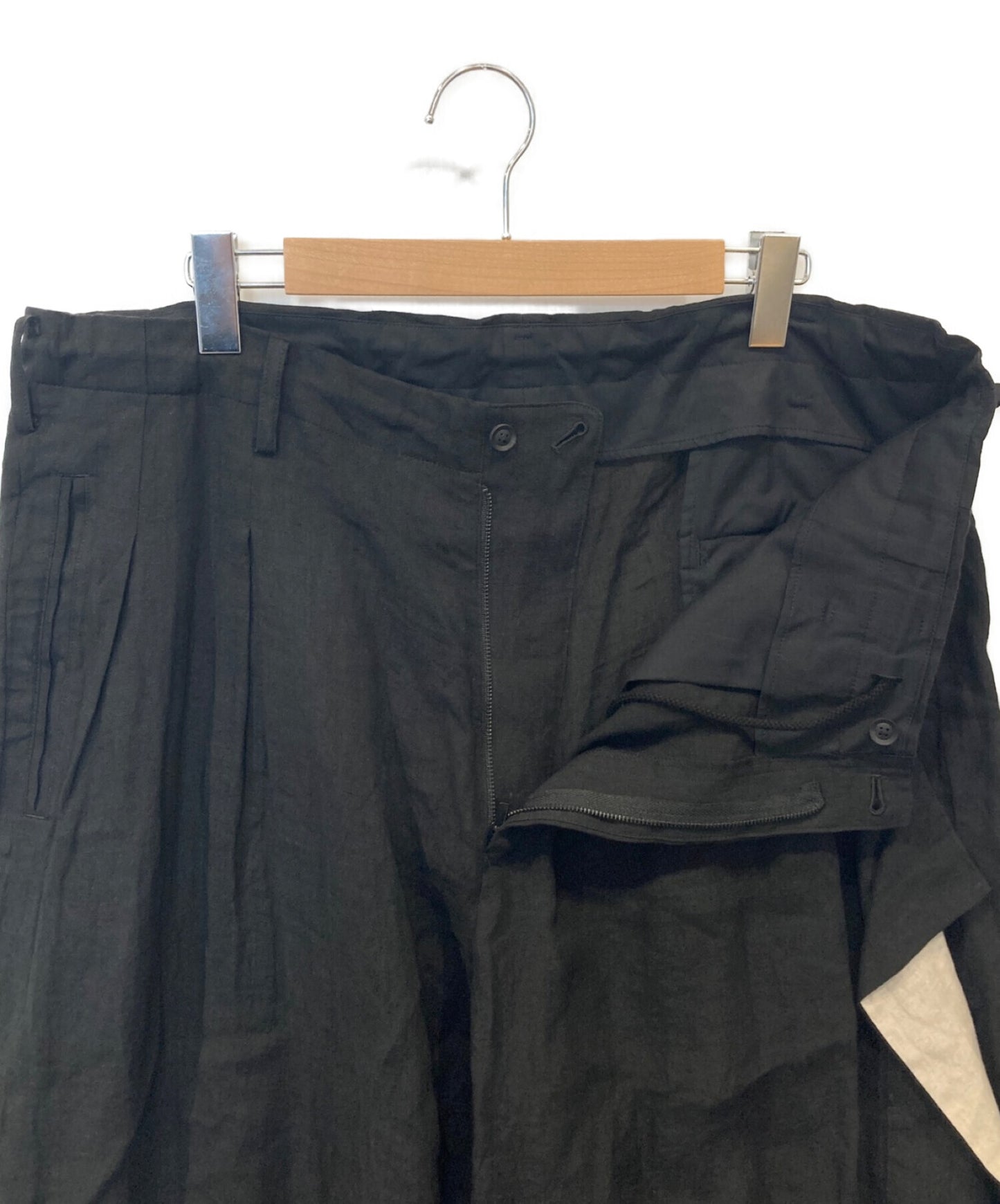 Yohji Yamamoto比利時亞麻毛絨袖口褲/雙面亞麻廚師褲子HG-P29-304