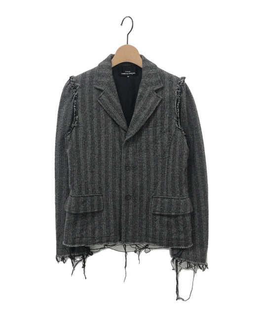 Tricot Comme des Garcons切斷條紋Tripe Tweed夾克 /量身定制的夾克TN-J022