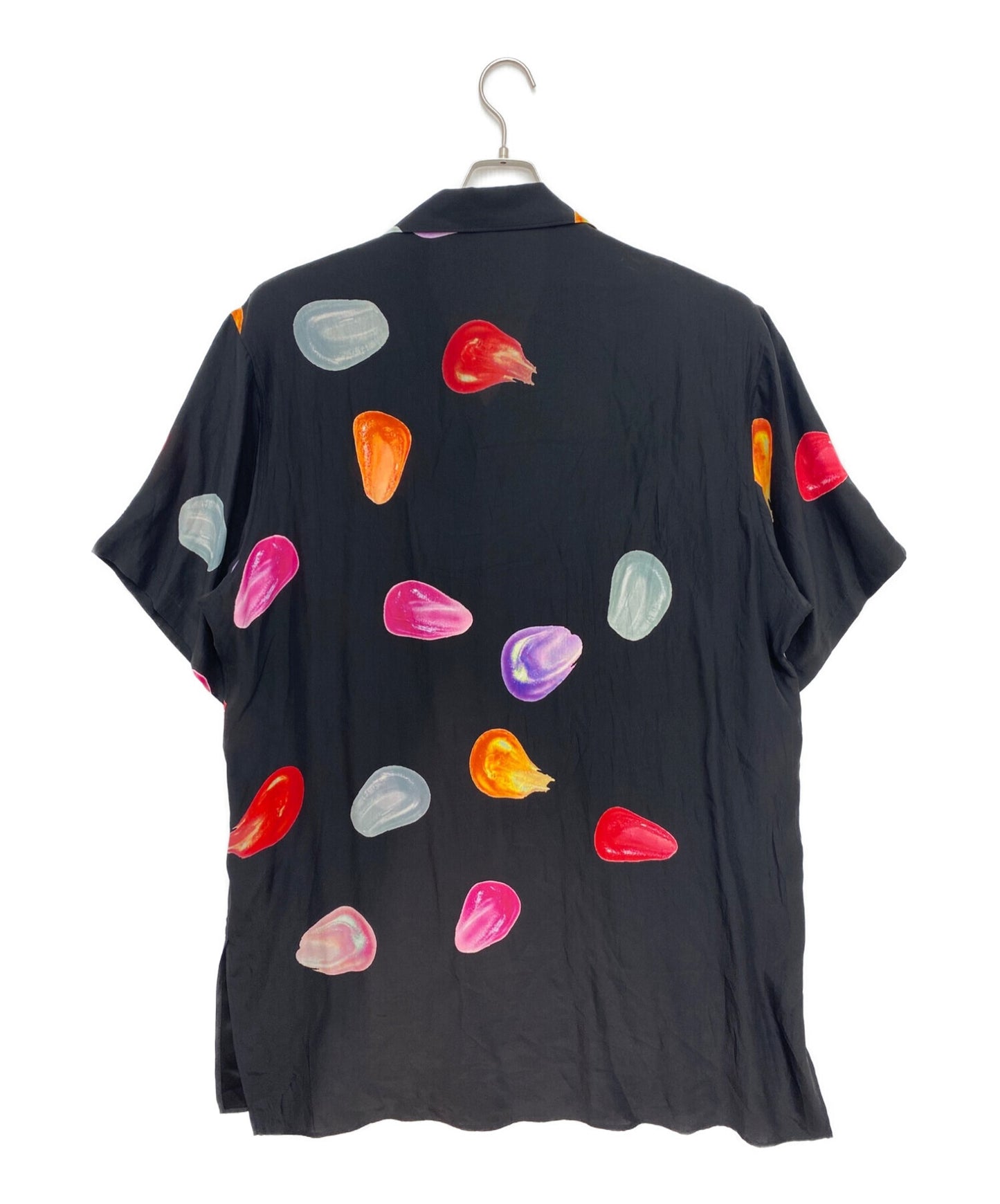 [Pre-owned] Yohji Yamamoto POUR HOMME Silk Satin Tears Print Open Collar Short Sleeves Blouse HX-B33-429