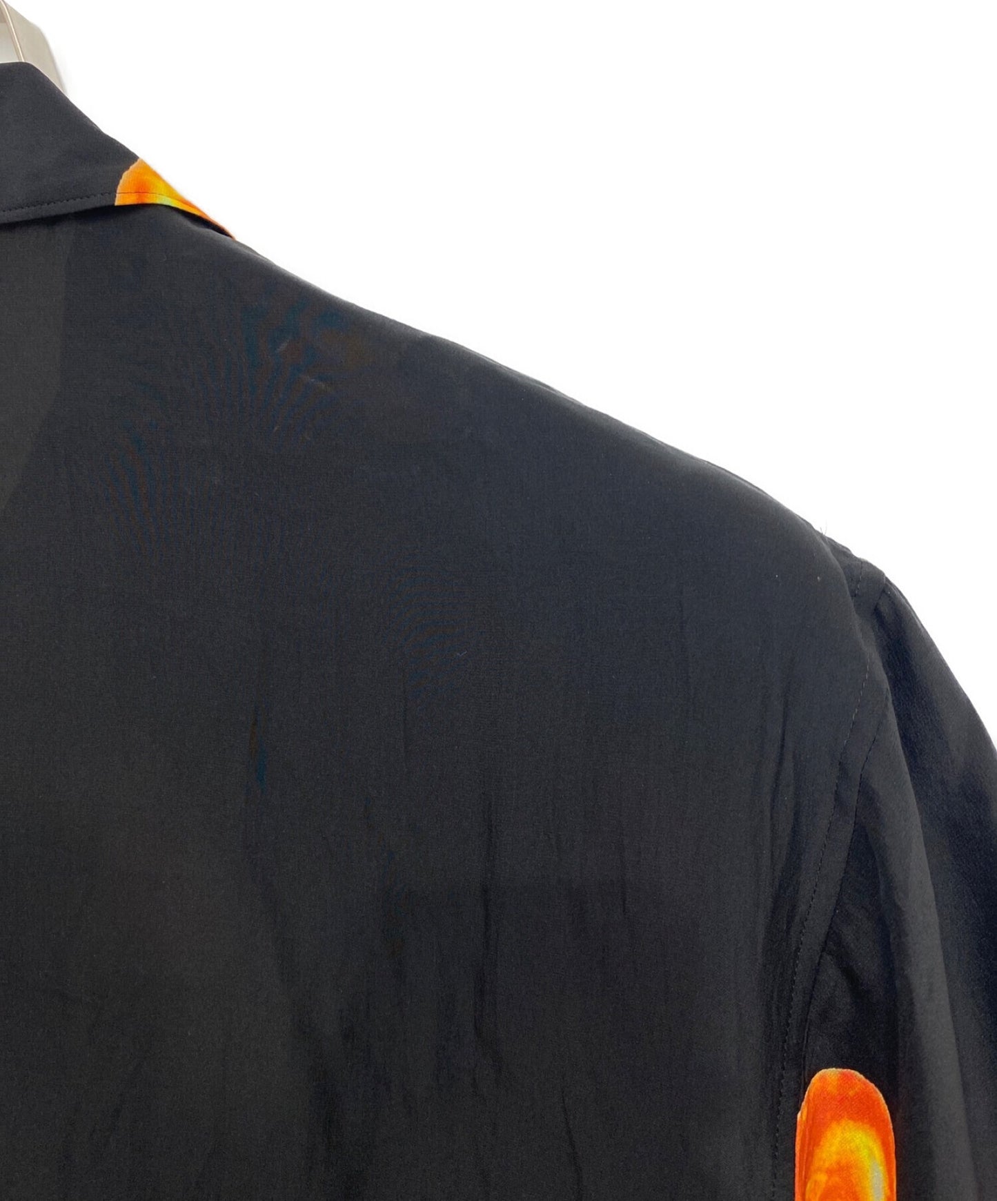 Yohji Yamamoto Pour Homme絲綢緞面眼淚打印敞開的衣領短袖上衣HX-B33-429