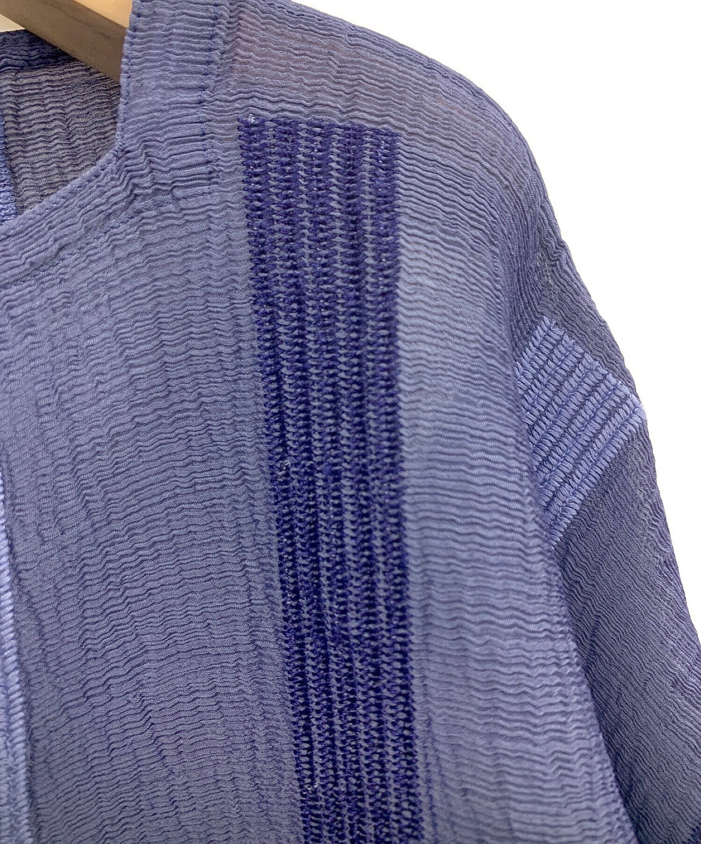[Pre-owned] me ISSEY MIYAKE　DOUBLE STRIPE SEE-THROUGH CREPE Cardigan　MI21FO642