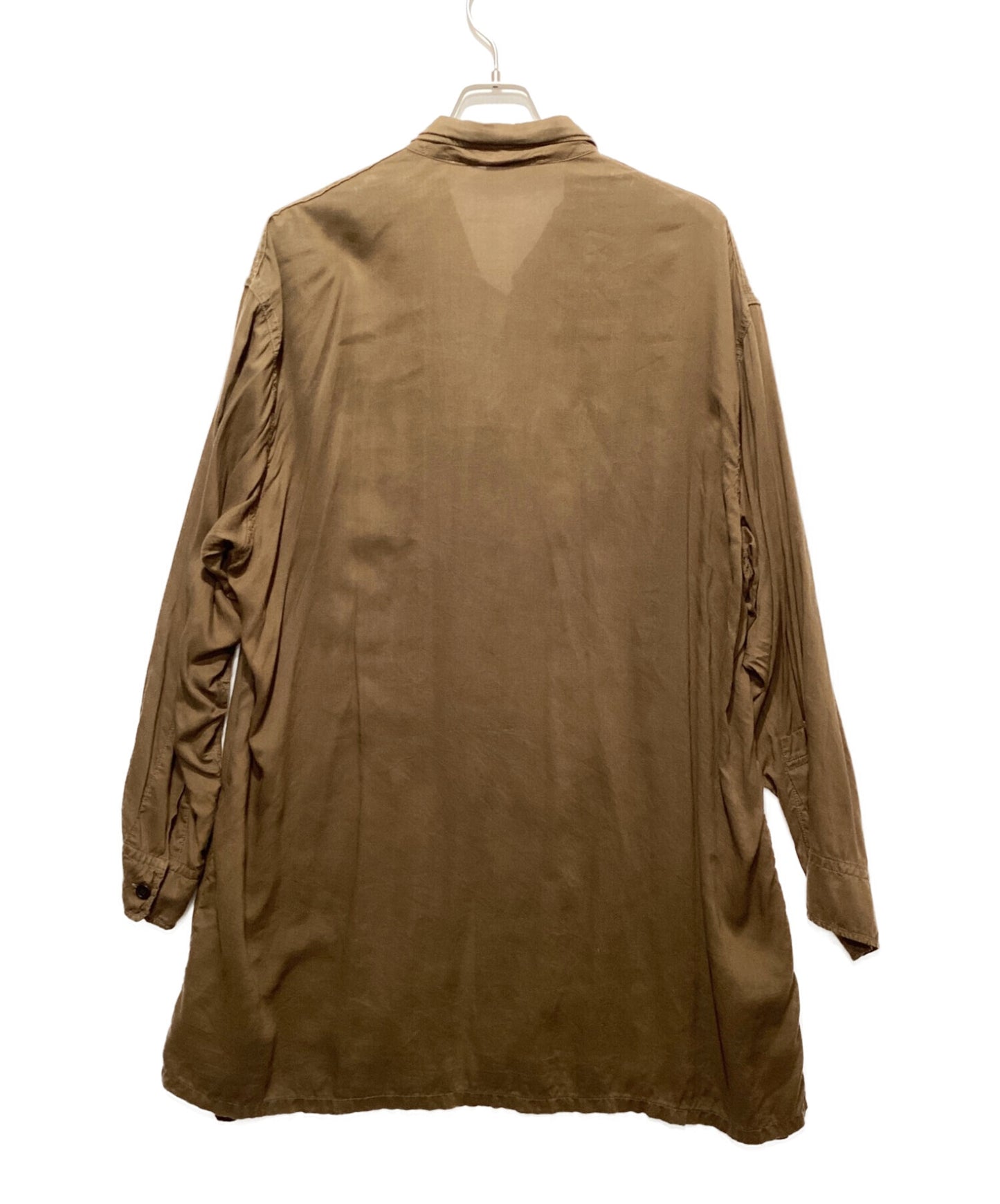 Yohji Yamamoto Pour Homme เซลลูโลสเสื้อผ้าย้อมสนามหญ้าเปิดปลอกคอเสื้อ HX-B08-200