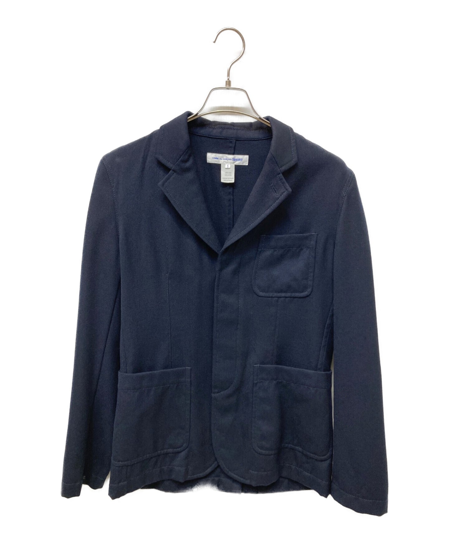 COMME DES GARCONS 셔츠 제품 세척 리브 베드 울 재킷 W25166