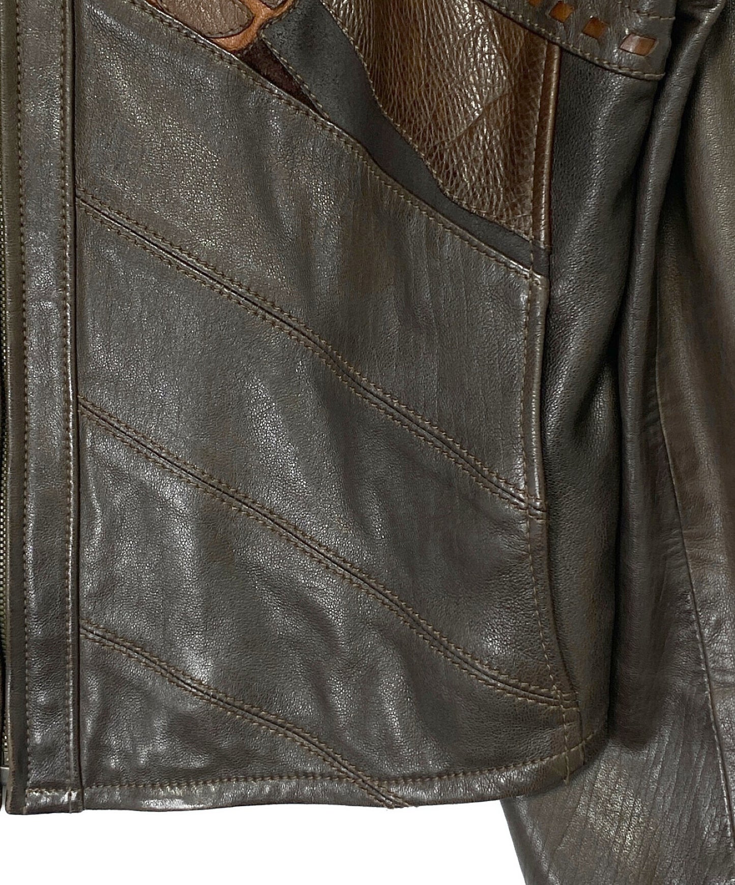 [Pre-owned] GUCCI Patchwork Leather Jacket 125226