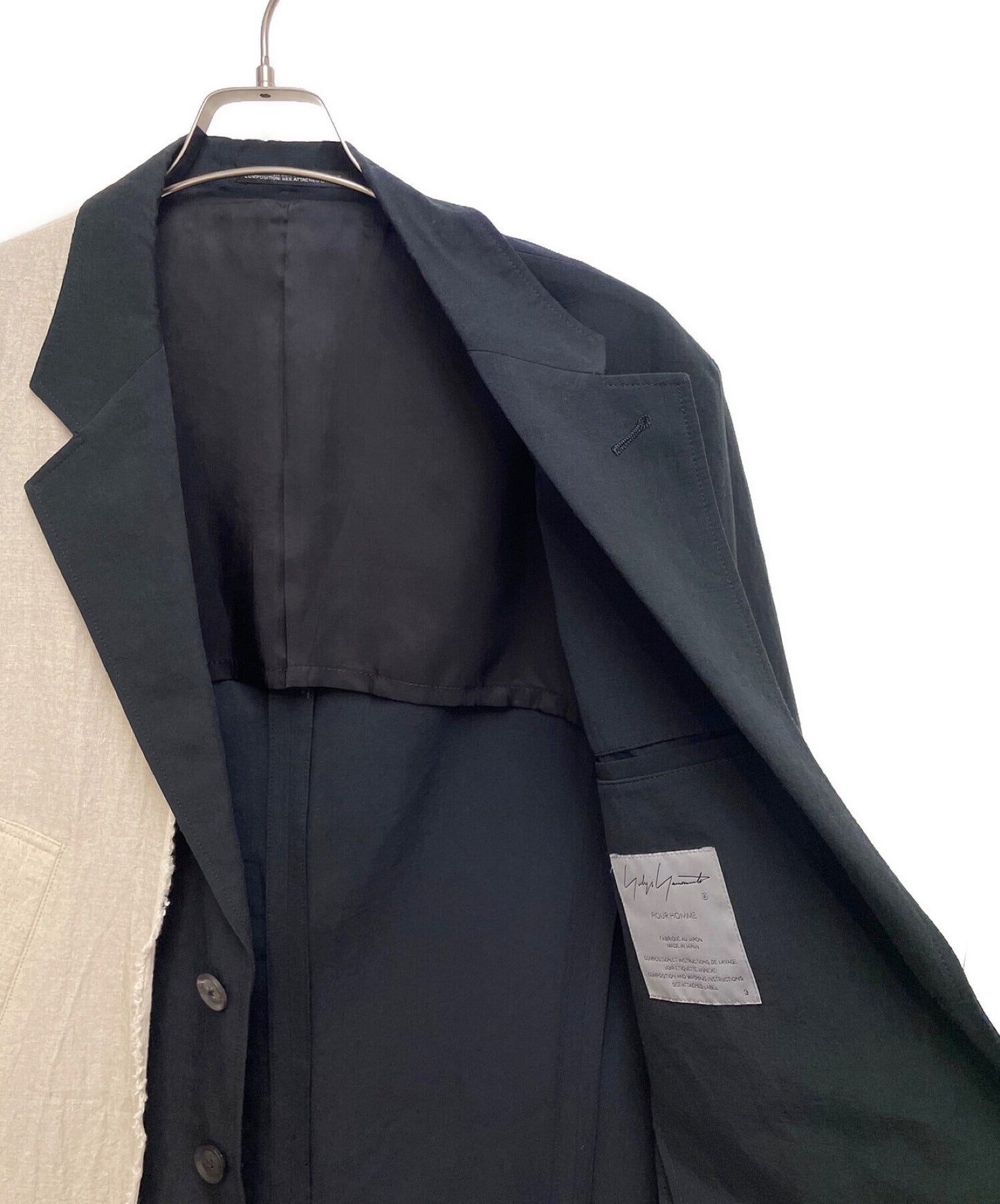 Yohji Yamamoto Pour Homme 22SS盒子套夹克与右前耳朵HG-J44-806