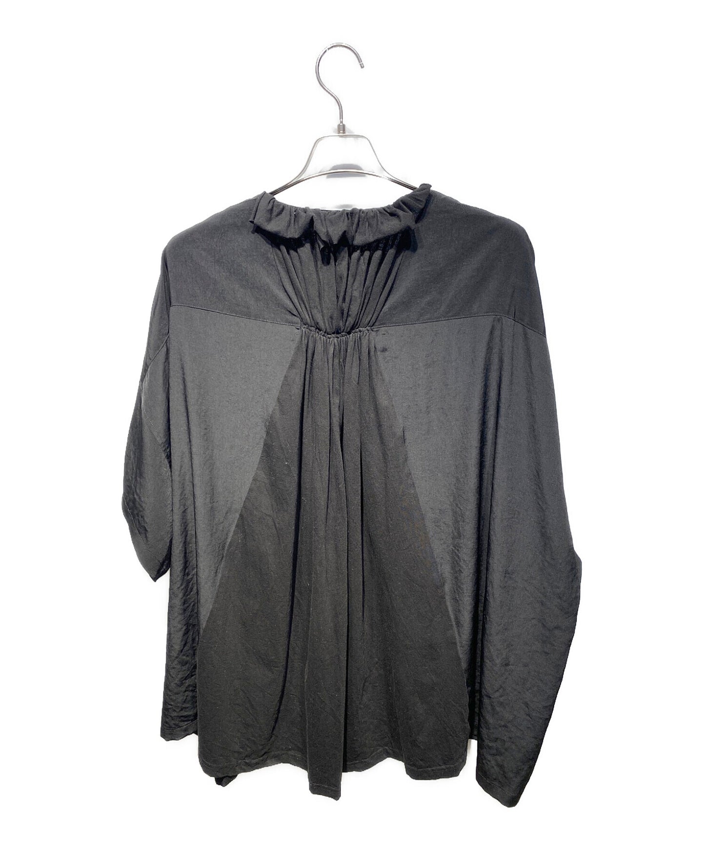 [Pre-owned] GROUND Y CREPE de CHINE + COTTON SHEETING BUTTON-UP T-SHIRT WITH BACK GATHERS GI-B04-800